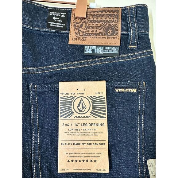 Volcom Men’s Dark Wash Skinny Jeans Size 31 New - Picture 5 of 6